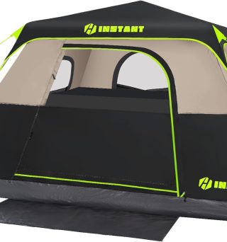 4/6/8 Person Instant Tent, Waterproof Pop Up Tents for Camping with Rainfly, 60 Seconds Easy Setup, Automatic Cabin Tent for Family Camping with Expandable Carry Bag & Upgraded Ventilation