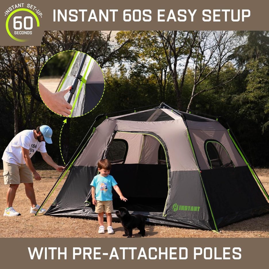 4/6/8 Person Instant Tent, Waterproof Pop Up Tents for Camping with Rainfly, 60 Seconds Easy Setup, Automatic Cabin Tent for Family Camping with Expandable Carry Bag & Upgraded Ventilation - Image 4