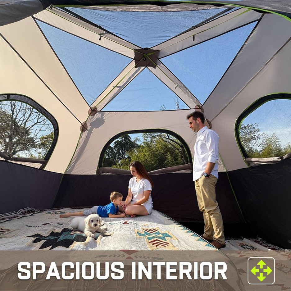 4/6/8 Person Instant Tent, Waterproof Pop Up Tents for Camping with Rainfly, 60 Seconds Easy Setup, Automatic Cabin Tent for Family Camping with Expandable Carry Bag & Upgraded Ventilation - Image 5
