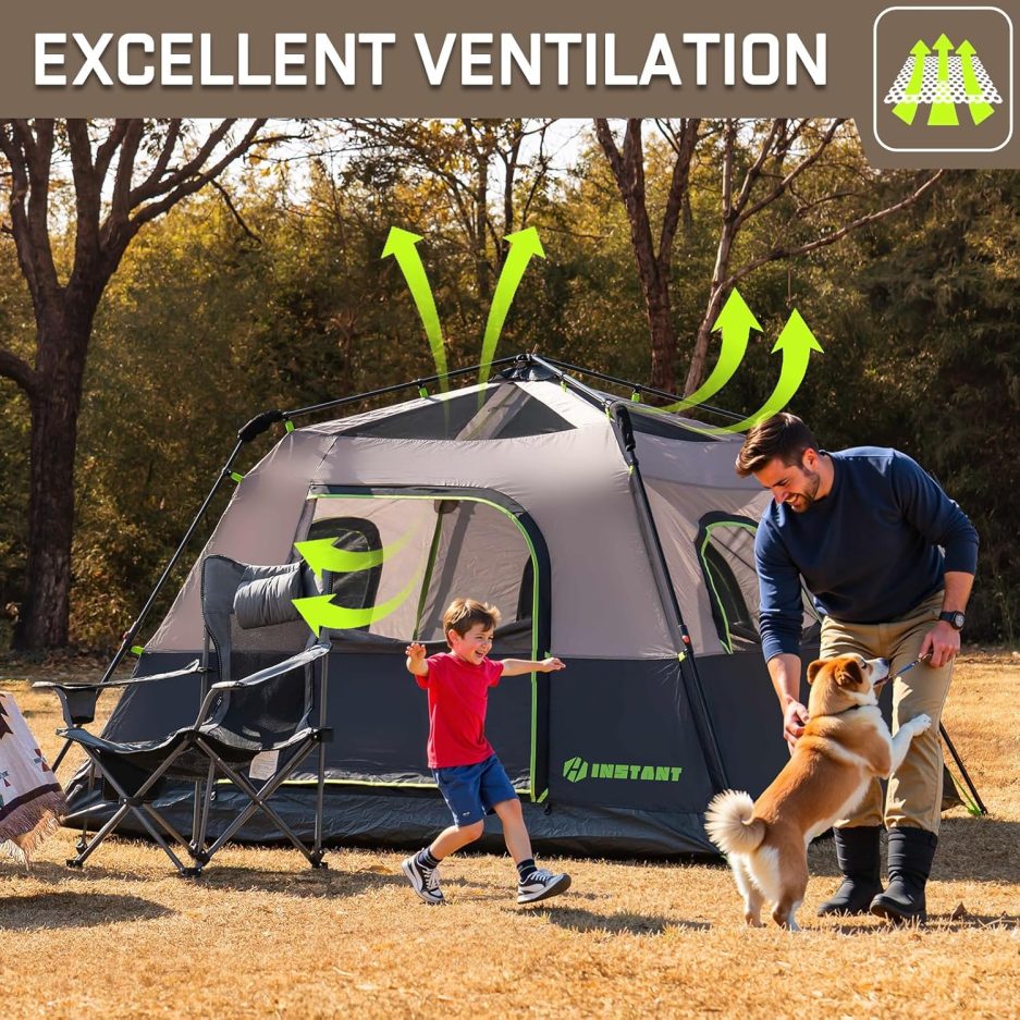 4/6/8 Person Instant Tent, Waterproof Pop Up Tents for Camping with Rainfly, 60 Seconds Easy Setup, Automatic Cabin Tent for Family Camping with Expandable Carry Bag & Upgraded Ventilation - Image 6