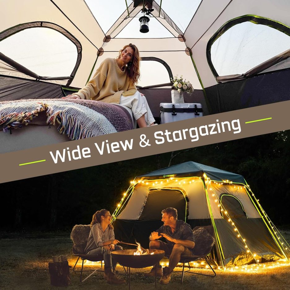 4/6/8 Person Instant Tent, Waterproof Pop Up Tents for Camping with Rainfly, 60 Seconds Easy Setup, Automatic Cabin Tent for Family Camping with Expandable Carry Bag & Upgraded Ventilation - Image 8