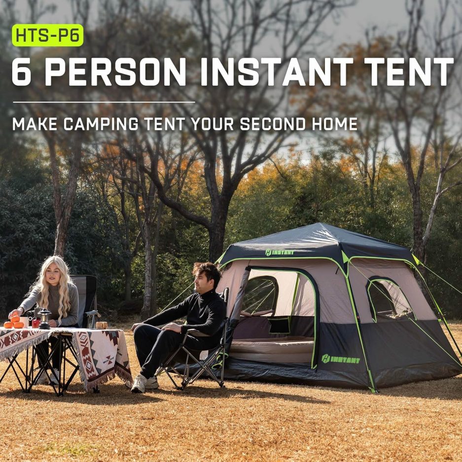 4/6/8 Person Instant Tent, Waterproof Pop Up Tents for Camping with Rainfly, 60 Seconds Easy Setup, Automatic Cabin Tent for Family Camping with Expandable Carry Bag & Upgraded Ventilation - Image 9