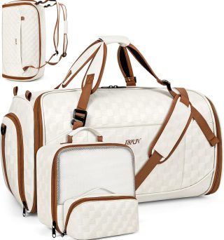 Convertible Garment Bags for Travel - Carry on Garment Duffle Bag with Backpack Straps for Men Women, 4 in 1 Large Travel Duffel Bags with Shoes Compartment Hanging Suit Dress Weekender Bag 3pcs Set