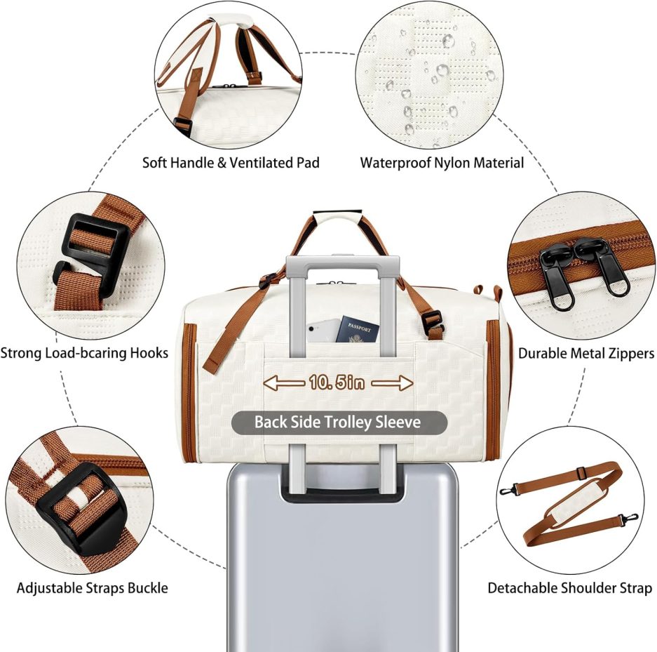 Convertible Garment Bags for Travel - Carry on Garment Duffle Bag with Backpack Straps for Men Women, 4 in 1 Large Travel Duffel Bags with Shoes Compartment Hanging Suit Dress Weekender Bag 3pcs Set - Image 4