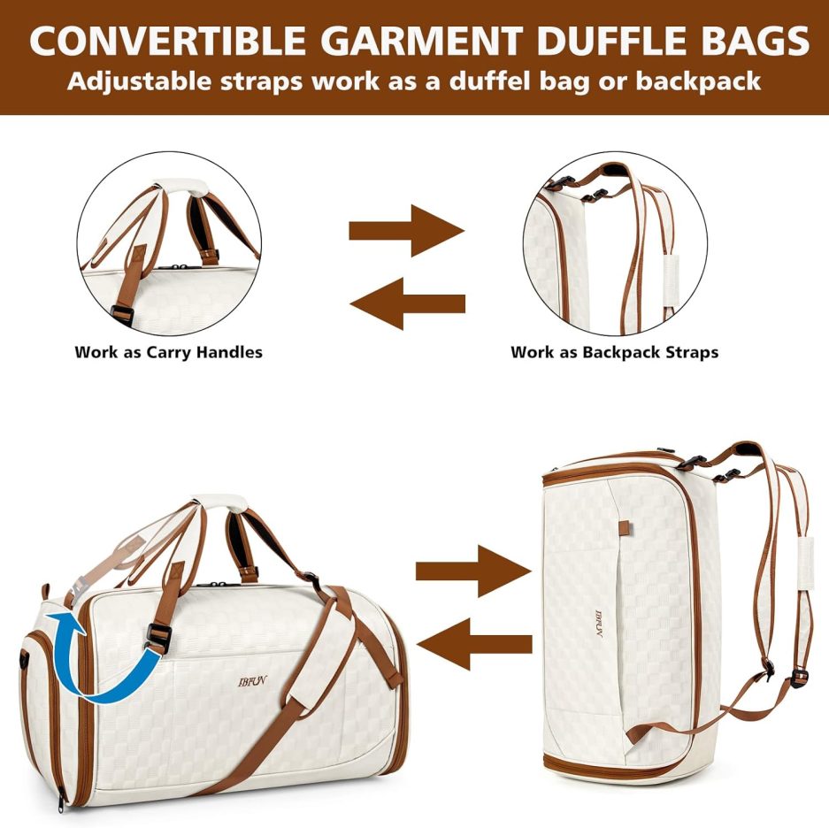 Convertible Garment Bags for Travel - Carry on Garment Duffle Bag with Backpack Straps for Men Women, 4 in 1 Large Travel Duffel Bags with Shoes Compartment Hanging Suit Dress Weekender Bag 3pcs Set - Image 5