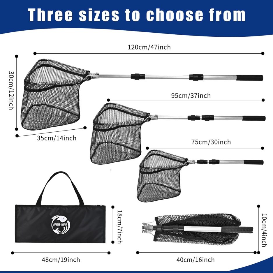 Fishing Net with Handle, Rubber Coated Landing Net with Foldable Aluminum Frame, Minnow Net, Small Fishing Net, Easy Transportation Storage for Kayak, Fly, Catfish, Bass, Trout Fishing - Image 2