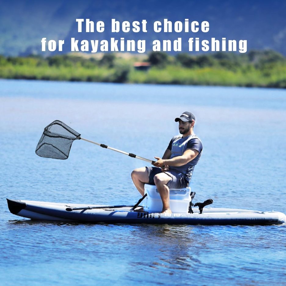 Fishing Net with Handle, Rubber Coated Landing Net with Foldable Aluminum Frame, Minnow Net, Small Fishing Net, Easy Transportation Storage for Kayak, Fly, Catfish, Bass, Trout Fishing - Image 7