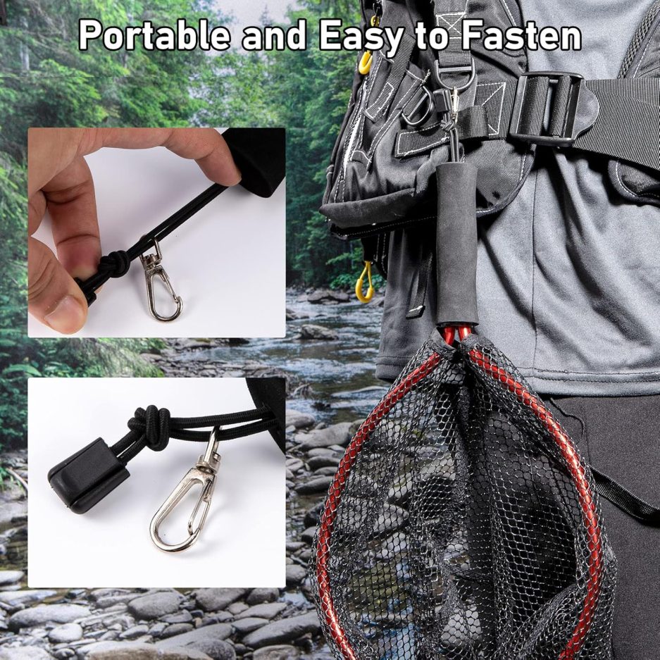 Fly Fishing Net with EVA Handle, Fishing Landing Nets CNC Aluminum Alloy Frame, Rubber Coated Mesh Trout Net Kayak Nets for Small Trout Steelhead, Bass, Salmon - Image 4