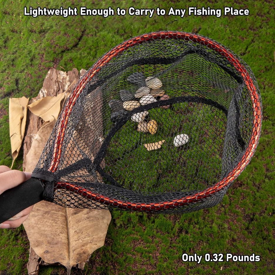Fly Fishing Net with EVA Handle, Fishing Landing Nets CNC Aluminum Alloy Frame, Rubber Coated Mesh Trout Net Kayak Nets for Small Trout Steelhead, Bass, Salmon - Image 5